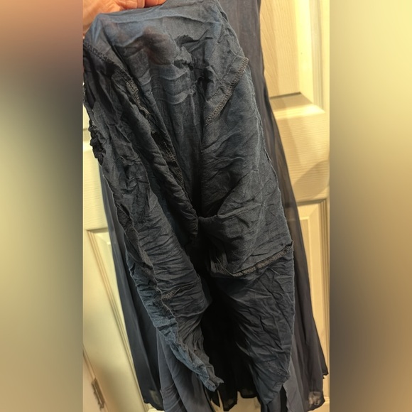 Kaktus Navy Blue Chiffon Bubble Midi Lined Dress Cotton Stretch size Medium - Picture 5 of 16